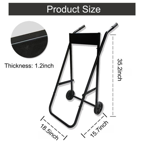 Heavy Duty Outboard Motor Stand Cart with Two Wheels, Built To Last Workhorse Steel Engine Carrier for Boats Up To 165 Lbs, size shown