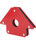 Heavy Duty Welding Magnet Set With 4 Pieces Of Angled Holders Offering Multi Position Support For Arrow Setup At 45 90 And 135 Degrees showing a red angled holder.