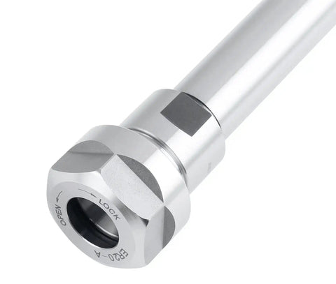 ER20 Collet Chuck Extension Rod For Milling And Drilling With Three Quarter Inch Straight Shank, precision tool adapter close-up