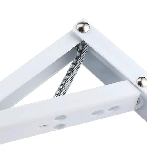 Close-up of Foldable Metal Wall Shelf Bracket Set 2 Pack With Screws 24Cm By 13Cm Right Angle Triangular Support