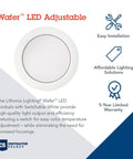 6-Inch Adjustable Gimbal Wafer LED Downlight With Switchable Color Temperature 30K 40K 50K 90 CRI Ultra-Thin Round Trim Ceiling Light