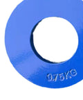 Blue 750g Micro Fractional Weight Plate For Barbell Training, close-up showing 0.75kg marking, compact durable steel