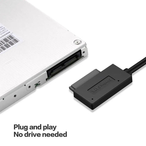 USB 3.0 To Slimline 13 Pin SATA Cable Adapter For Laptop CD DVD ROM External Drive No Power Required Plug And Play Boot From External Drive No Driver Needed On XP Windows 7 And Mac OS X, black USB adapter