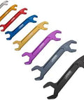 Eight Piece Double End Wrench Set From 3 To 20, Aluminum Construction With Powder Coat Finish, colorful displayed on white background