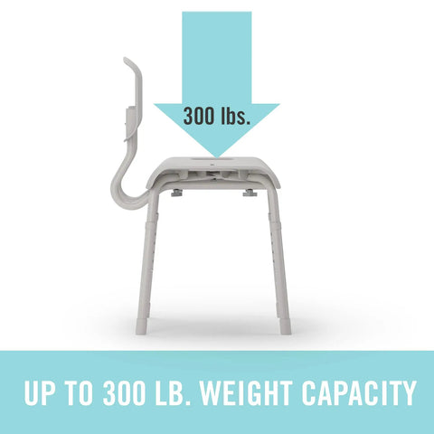 Euro Style Shower Chair With Microban For Disabled And Seniors, Adjustable Legs Bath Chair, supports up to 300 lbs