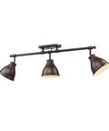 Duncan Semi Flush Ceiling Light In Rubbed Bronze With Matching Rubbed Bronze Shades showcasing modern industrial design