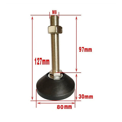 Heavy Duty Adjustable Threaded Furniture Leveling Feet Set Four Pack Swivel Levelers For Home Office Workshop And Industrial Equipment Easy Height And Angle Adjustment Squeak Free Stable Feet For Uneven Floors, M8 80mm base