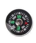 Mini Pocket Button Survival Compasses 20 Piece Set For Hiking Camping Outdoor Diving Sighting Wrist Compass Liquid Filled For Stable Readings In Cold Weather Easy To Carry With Lanyard. Compass close-up showing cardinal directions inside black casing.