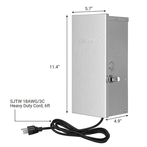 Outdoor 200W Low Voltage Landscape Transformer With Plug-And-Play Multi Tap Output For 12V 13V 14V 15V Landscape Lighting