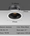 9 Pack Ultra Thin LED Recessed Downlights With Aluminum Housing And Adjustable Eyeball Trim Deliver Straight Up Solid Lighting For 9W 4000K Ceiling Upgrades With Zero Flicker Hassles with dimensions 75-80mm and 50mm depth.