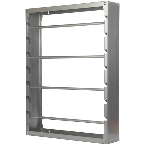 Wall Mounted Wire Spool Rack With Four Adjustable Rods, Heavy Duty Cold Rolled Steel Cable Dispenser, angled view