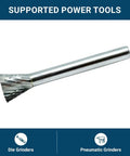 Heavy Duty Inverted Cone Tungsten Carbide Rotary Burr For High Speed Die Grinders, 1/4 inch shaft for metal and wood.
