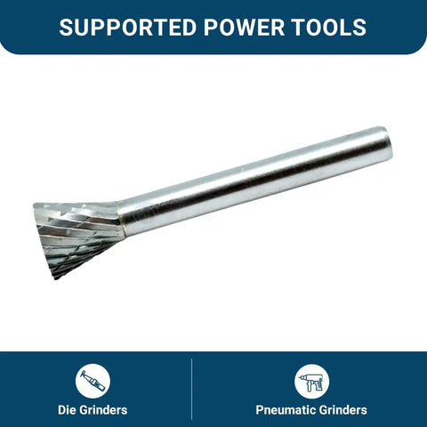 Heavy Duty Inverted Cone Tungsten Carbide Rotary Burr For High Speed Die Grinders, 1/4 inch shaft for metal and wood.