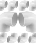 10 Pack Three Quarter Inch 90 Degree PVC Elbow Fittings Schedule 40 Slip Socket To Socket White Pipe Connectors for Irrigation and Plumbing