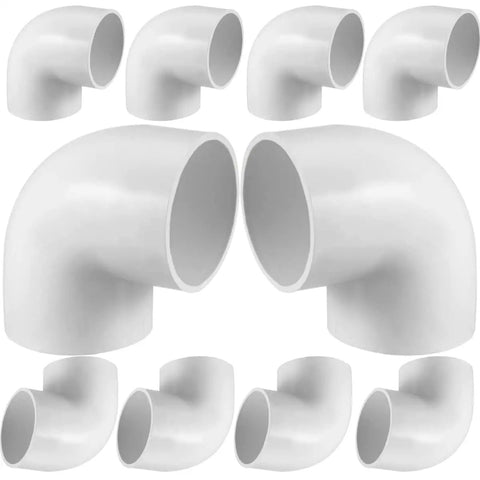 10 Pack Three Quarter Inch 90 Degree PVC Elbow Fittings Schedule 40 Slip Socket To Socket White Pipe Connectors for Irrigation and Plumbing