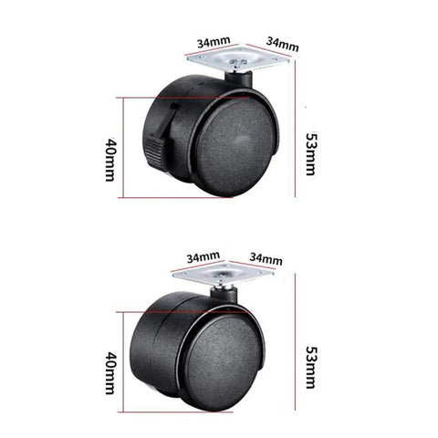 Slick Rolling 4 Pack Of Heavy Duty Nylon Swivel Caster Wheels Equipped With Rock Solid Brakes And Butter Smooth 360 Degree Spin, 40mm size.