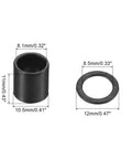 Skateboard Longboard Bearing Spacers And Speed Washers Set, 16 Spacers, 40 Washers, black aluminum and iron with dimensions