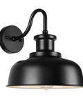 Front view of black Solar Barn Light For Outdoor Use Dusk To Dawn Outdoor Wall Sconce With Solar Power No Wiring Hassle Rustic Industrial Exterior Lighting For Garage Shed Farmhouse Look