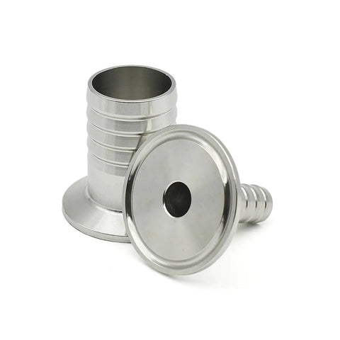 Sanitary Stainless Steel Hose Barb to Tri Clamp Pipe Fittings Boss Grade Range 6mm Barbs with 0.5 Inch Clamp Ends SS304 316L