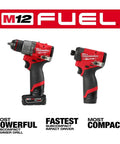 M12 FUEL 12-Volt Cordless Hammer Drill And Impact Driver Combo Kit with powerful and compact design for tough drilling tasks