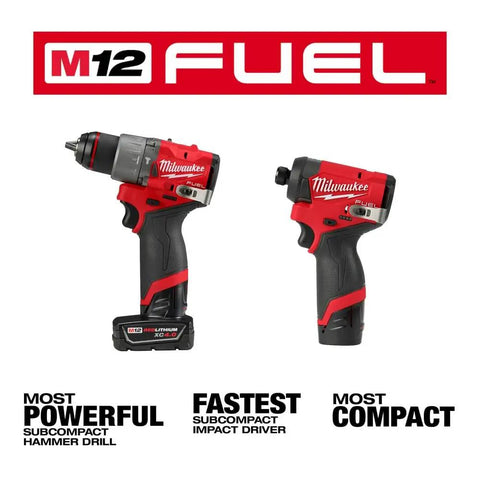 M12 FUEL 12-Volt Cordless Hammer Drill And Impact Driver Combo Kit with powerful and compact design for tough drilling tasks