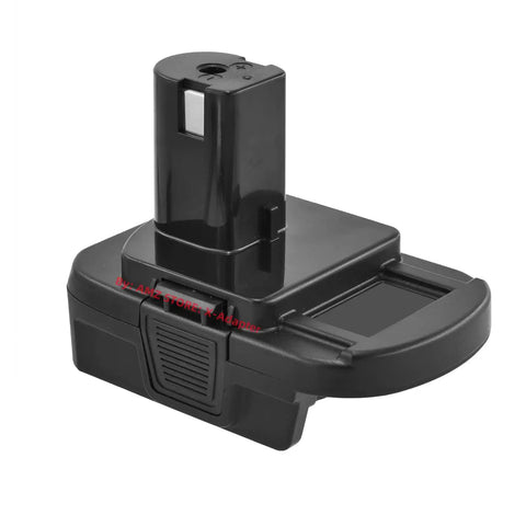 Black Universal Battery Adapter For 18V Tools Converts DeWalt 20V Max Li-Ion Battery To 18V Power With Built-In 5V 2.1A USB Port