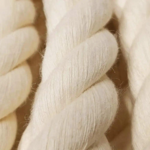 Close-up of One Half Inch Natural Twisted Cotton Rope Thick And Soft Dope For Macrame Decor Crafts Camping Wedding Ropes
