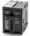 Br2100 Double Pole Interchangeable Circuit Breaker 120 240V 100 Amp with side view showing durable construction and easy swap design.