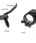 Front Hydraulic Disc Brake Kit For Mountain Bikes And Ebikes With Two Piston Aluminum Caliper, three-finger grip and adjusting screw.