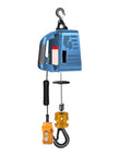 Heavy Duty 500kg Electric Hoist Cable Real Winch Lifter With Wireless Remote Control features a blue body and sturdy hook.