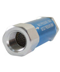 One Quarter Inch NPT In Line 90 PSI Fixed Preset Pneumatic Regulator With 225 PSI Inlet Aluminum Anodized Slim Profile, close-up view