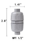 Pro Grade 180 Degree Liquid Tight Connectors Npt One Half Inch Double Ended Straight Splice Fittings For Electrical Flexible Conduit Non Metallic Pvc Ul Listed For Indoors And Outdoors Featuring Zero Screws No Sweat Tool Free Install Including Twenty, gray liquid tight connector with dimensions.