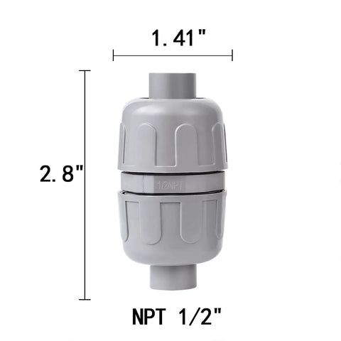 Pro Grade 180 Degree Liquid Tight Connectors Npt One Half Inch Double Ended Straight Splice Fittings For Electrical Flexible Conduit Non Metallic Pvc Ul Listed For Indoors And Outdoors Featuring Zero Screws No Sweat Tool Free Install Including Twenty, gray liquid tight connector with dimensions.