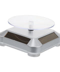 Galpada Solar Powered Jewelry Display Stand With Electric Rotating Turntable For Bracelets And Watches Plus Earrings Store Office Counter Shelf Rack Natural Light Battery Backup Smooth Spin Showcase with clear acrylic top.