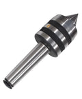 MT3 Morse-taper live center with 60° point; knurled, triple-bearing tailstock center
