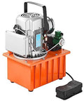 VEVOR 10000 PSI hydraulic electric pump with orange reservoir base and foot pedal, front view.