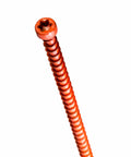Close-up of Truss And Rafter Screw Kit 6 Inch Interior Wood Screws with clear zinc orange topcoat, showing screw head design