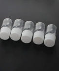 50 Pack Clear 5Ml Plastic Lab Bottles With Wide Mouth Caps For Reagents, Samples And Liquid Storage, Transparent Cylindrical Polyethylene Bottles With Leakproof Screw Caps, Your Go To Food Safe Lab Storage Solution, five clear 5ml bottles with white caps