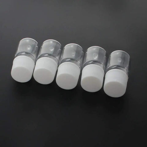 50 Pack Clear 5Ml Plastic Lab Bottles With Wide Mouth Caps For Reagents, Samples And Liquid Storage, Transparent Cylindrical Polyethylene Bottles With Leakproof Screw Caps, Your Go To Food Safe Lab Storage Solution, five clear 5ml bottles with white caps