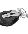 Close-up of Rugged Nylon Sheave Block Head for Sailboats and Fitness Gear, 316 Stainless Marine Grade, low friction, 1500 lb load