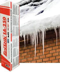 Top Shelf Synthetic Roof Underlayment Self Adhered Peel And Stick 50 Mil Thick Heat Resistant Gray Roll next to icy eavestrough.