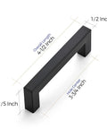 Set Of 30 Matte Black Square Cabinet Handles 3 3/4 Inch Center To Center Drawer Pulls For Kitchen Cabinets And Furniture with dimensions