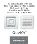 Bathroom Ventilation Grille Upgrade QuickKit With 60 CFM Fan Motor Quiet 2.5 Sones No Fuss Install No Wiring Needed White Finish Improves Airflow And Reduces Bath Noise component display