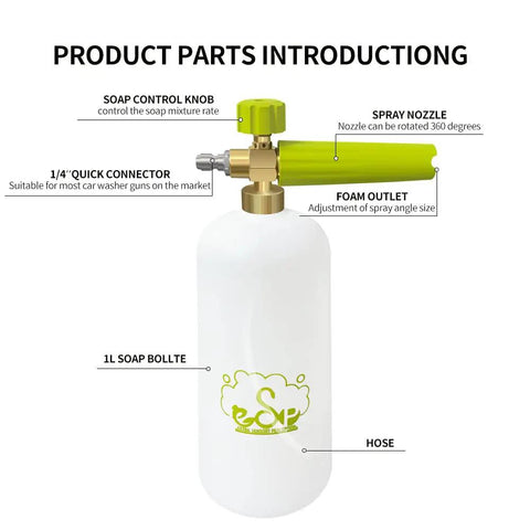 Beast Mode Heavy Duty Foam Cannon Snow Foam Lance With Quick Release Adjustable Nozzle For Car Wash Up To 3400 Psi 1 liter bottle