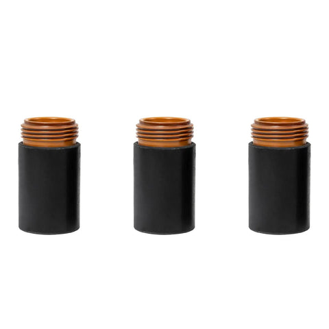 Three Pack Plasma Cutter Retaining Caps For 45PX 65 85 105 HRT MRT Torches, Durable, Easy Replacement Consumables For Reliable Cuts, 220854 Direct Fit shown