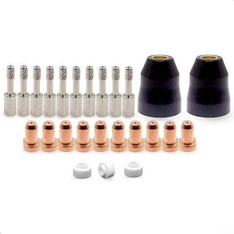 25 Piece Plasma Cutter Consumables Set For PCH-10 And 1-8000 Series Including Electrodes Nozzle Tips Shield Cups Swirl Rings Accessories