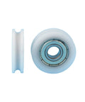 20Pcs U Groove Plastic Coated 608ZZ Bearings With Concave POM Nylon Wheels For Smooth Gliding Low Friction Rust Resistant Self Lube Performance In Any Rig Or Project Setup Today - side and front view of nylon wheel