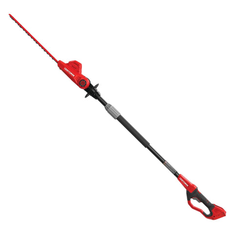 Cordless Pole Hedge Trimmer With 18 Inch Dual Action Blades, 180 Degree Pivoting Head For 5 Cutting Angles, 11 Foot Reach, Comfortable Padded Grip