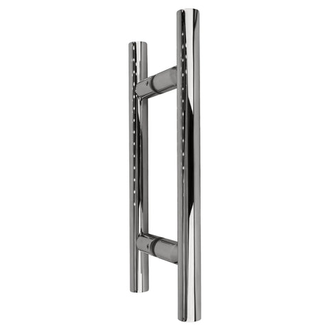 Slick Chrome 6 Inch And 8 Inch Ladder Style Pull Handles Three Quarter Inch Diameter Durable Cabinet And Drawer Hardware With Stock Finishes Plus Custom Finish Options, ladder-style pull handle, side view of chrome finish