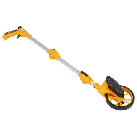 Fauitay Distance Measuring Wheel 9999.9m Capacity Folding, yellow measuring wheel with textured tire and extended handle.